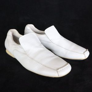 Mens Prada Shoes White Leather Sport Loafers